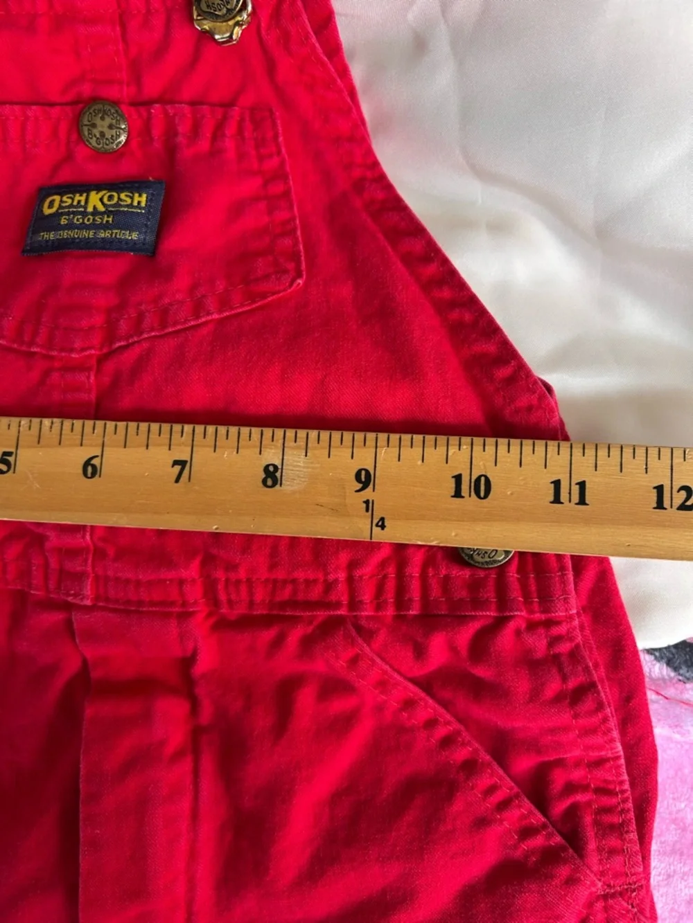 Vintage OshKosh B'gosh Bright Red Canvas  Kids Overalls